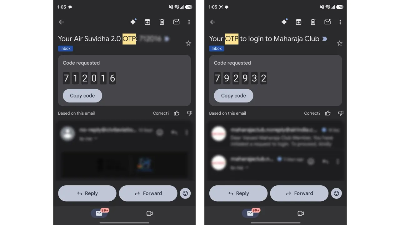 Gmail uygulamasında yeni kopyalama kodu kısayolu