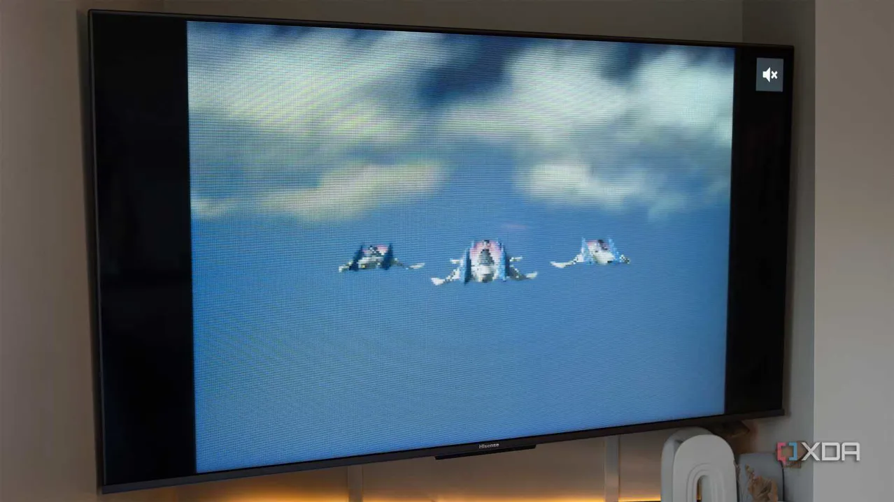 CRT modu etkin biçimde çalışan Nintendo 64 üzerinde Star Fox 64 oyunu