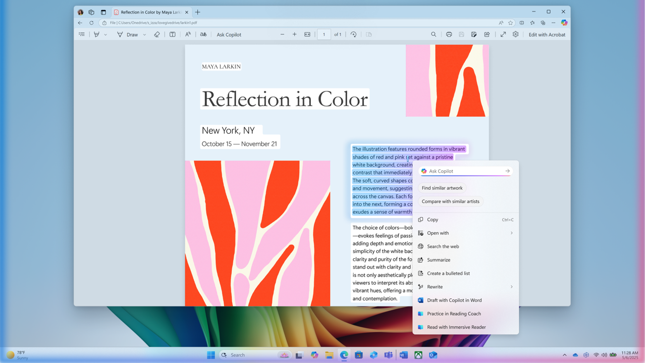 Microsoft Windows Click to Do with text