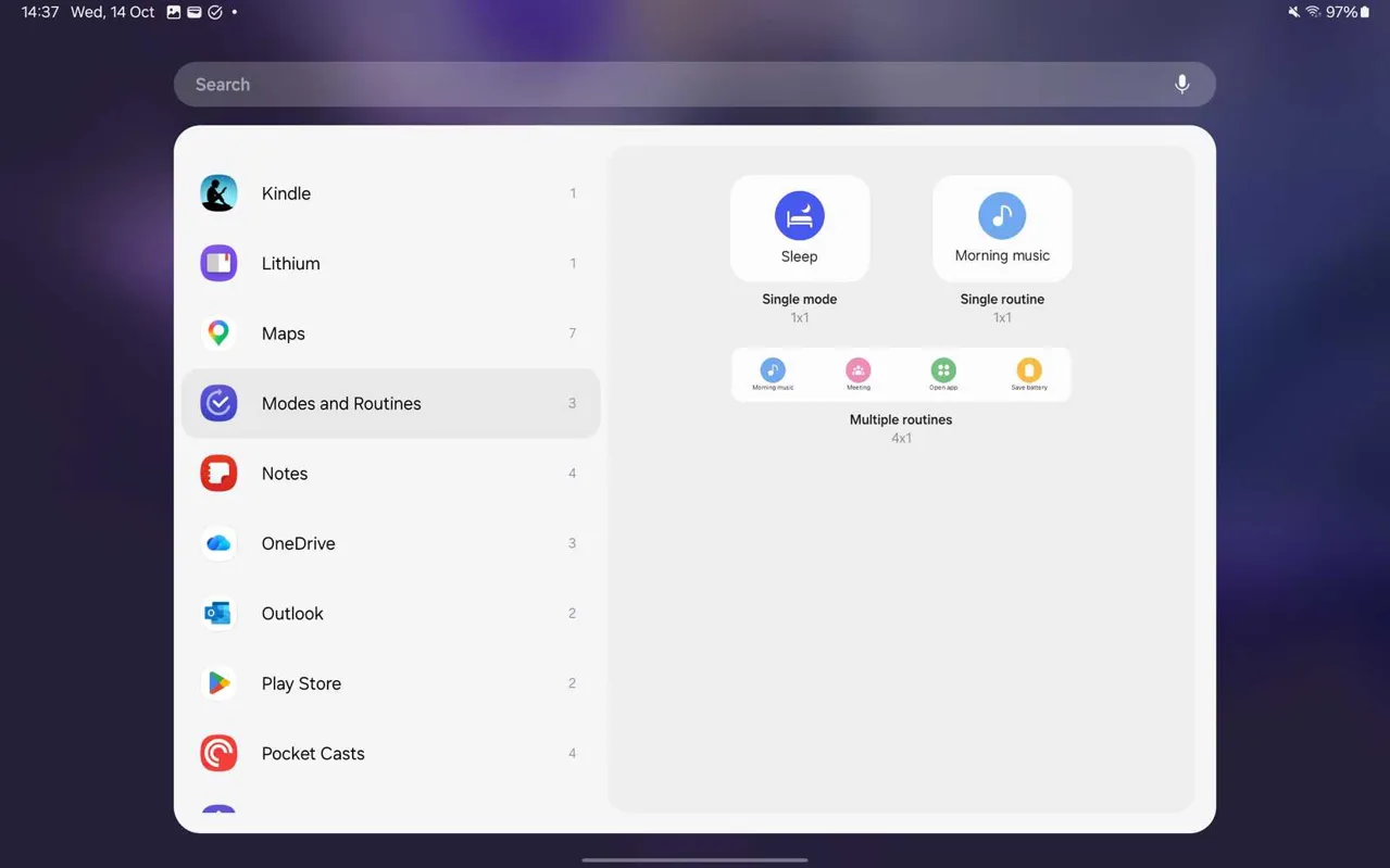 Modes widget'ının ana ekrana eklenmesi.