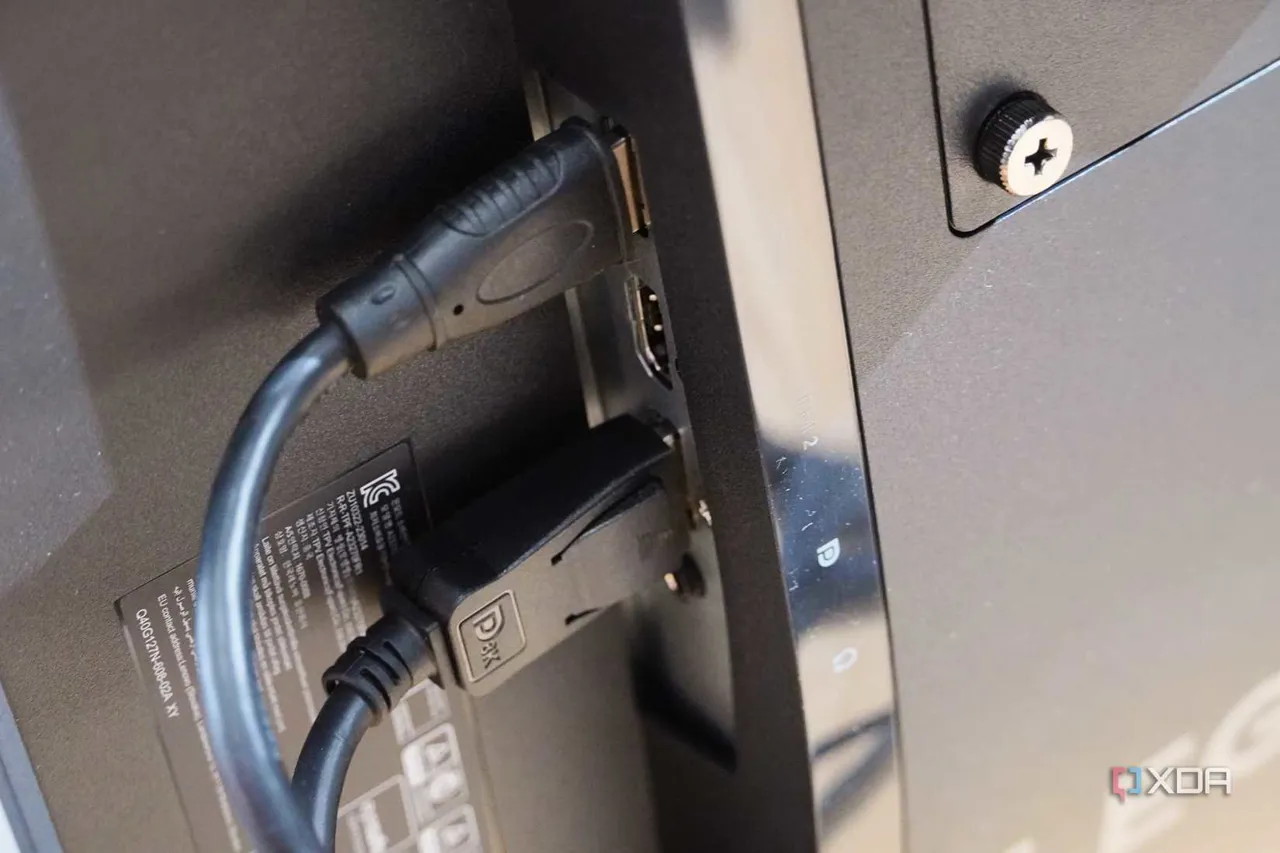 Ports on the back of the Lenovo Legion monitor.