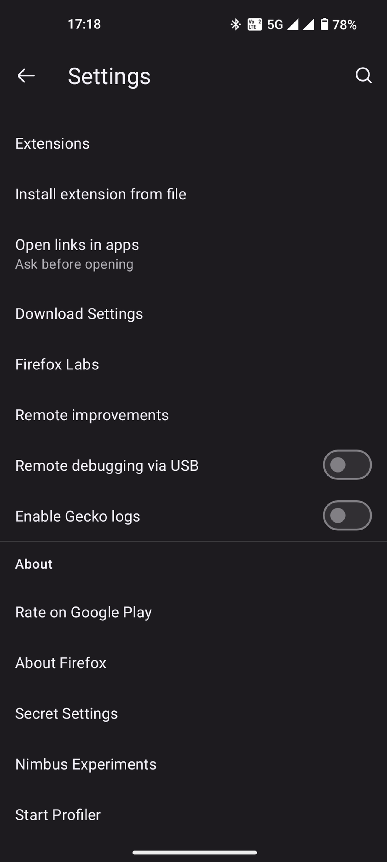 Firefox Gizli Ayarlar seçenekler menüsü arayüzü (4)