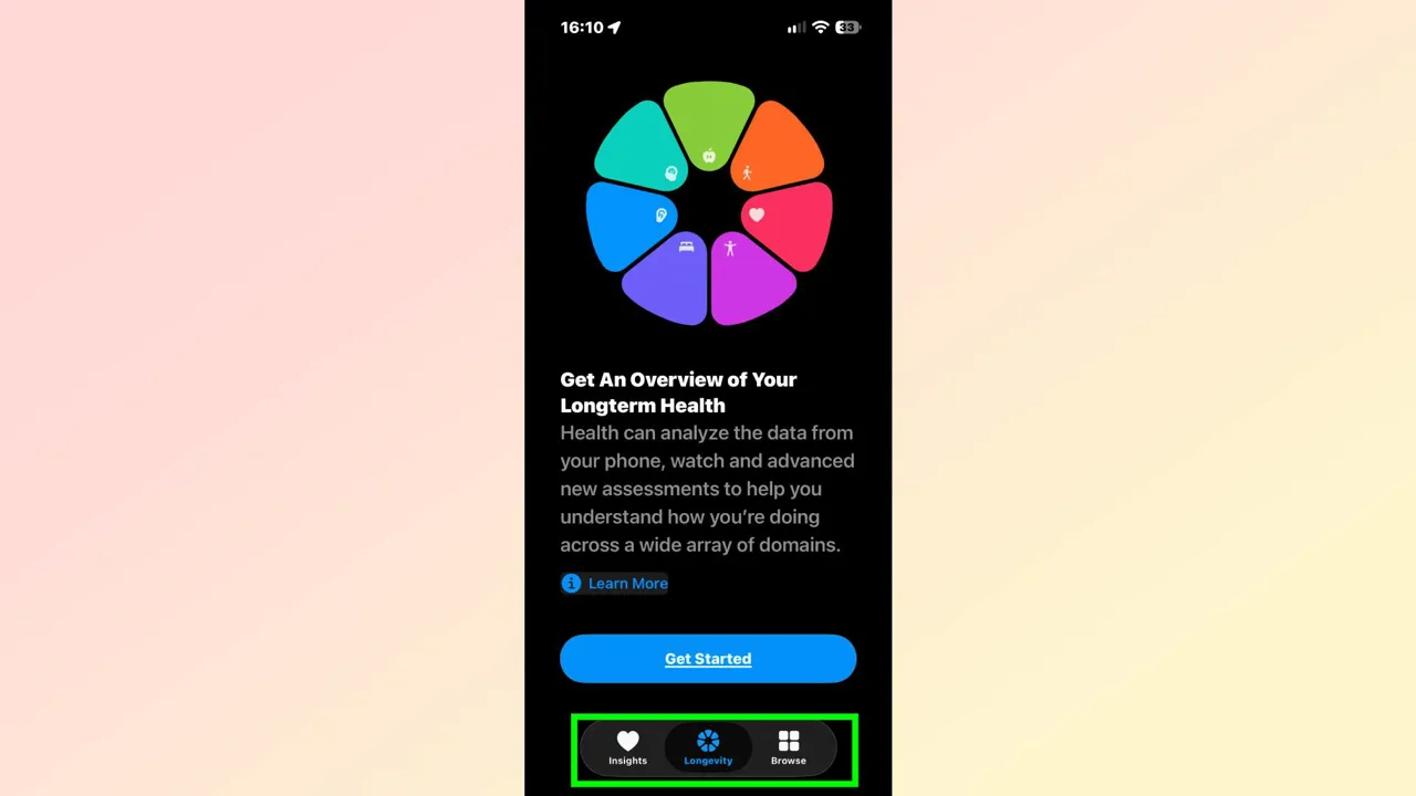 iOS 27.2 beta Sağlık uygulamasında Öngörüler, Uzun Ömür ve Gözat sekmeleri