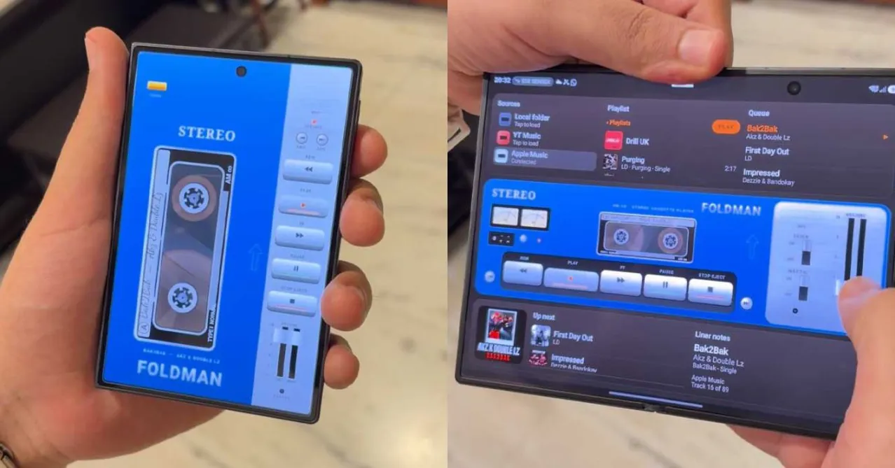 Galaxy Z Fold 8 için Walkman tarzı müzik çalar geliştirildi; YouTube Music ile çalışıyor