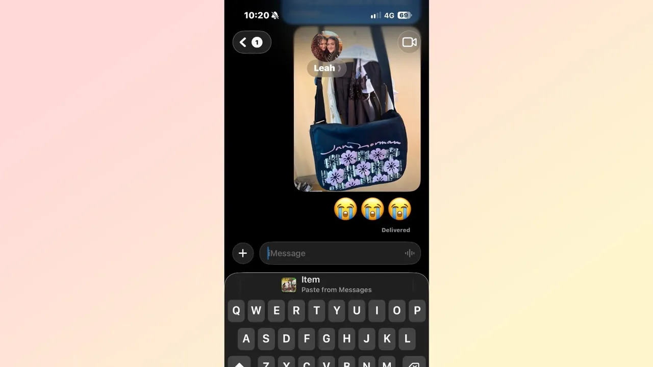 iPhone Mesajlar uygulamasındaki iOS 27 Yapıştır kısayolu
