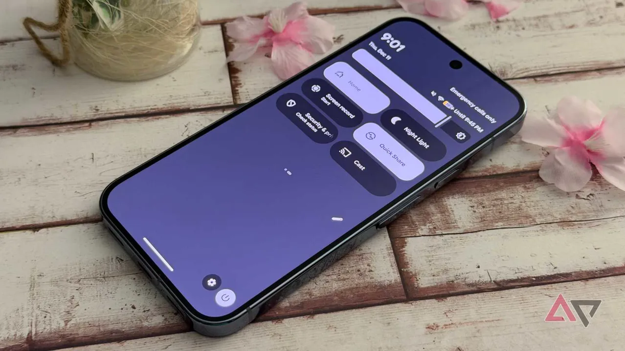 Quick Share shown on the quick settings menu of the Pixel 10