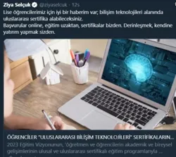 Liseli Öğrenciler İçin Yazılım Alanında Uluslararası Sertifikalı Dersler Verilecek