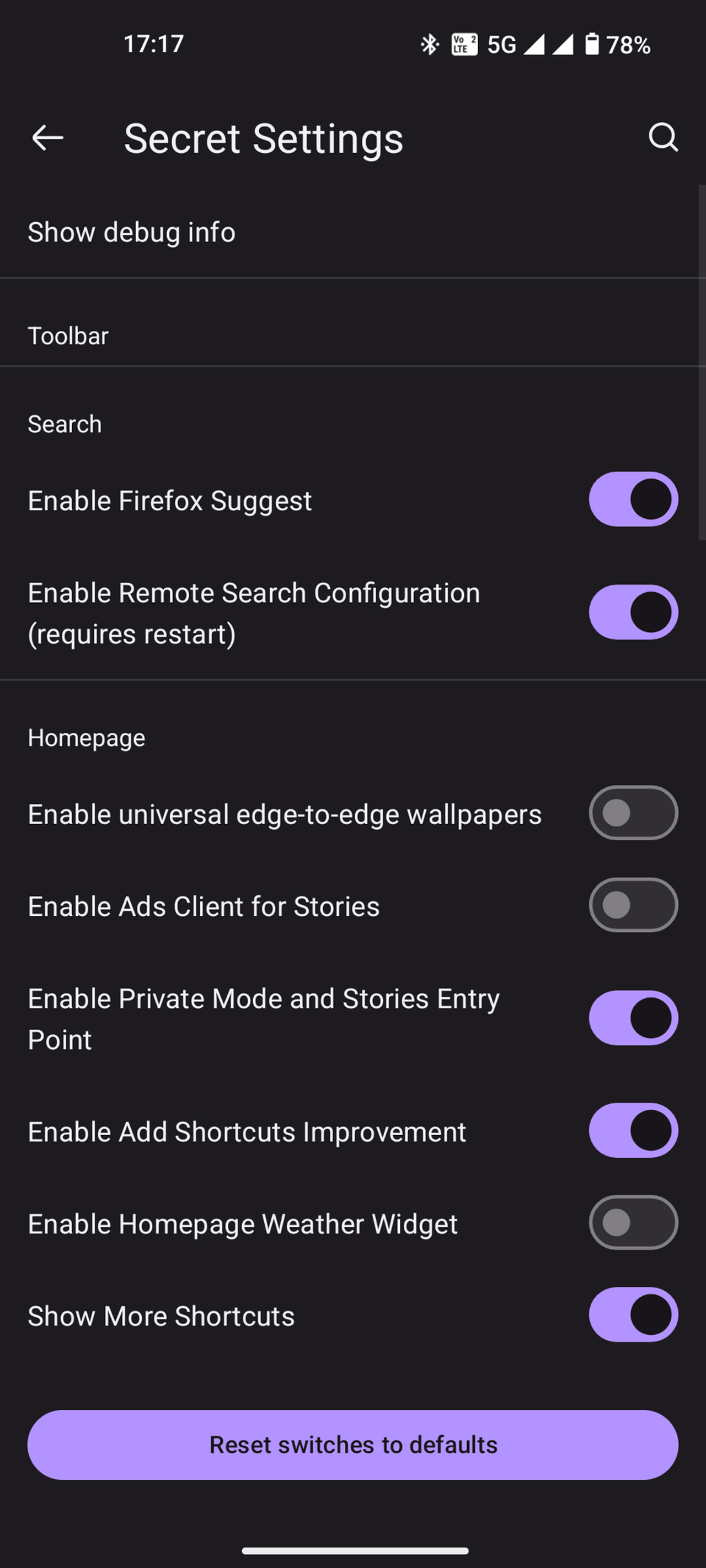 Firefox Secret Settings options menu interface (2)