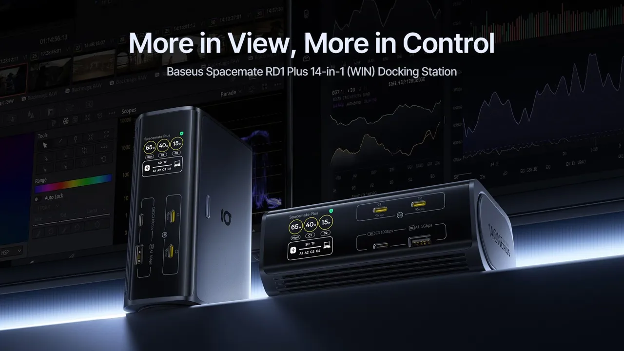 Baseus Spacemate RD1 Plus, masada yatay veya dikey kullanılabilecek 14'ü bir arada dock oldu