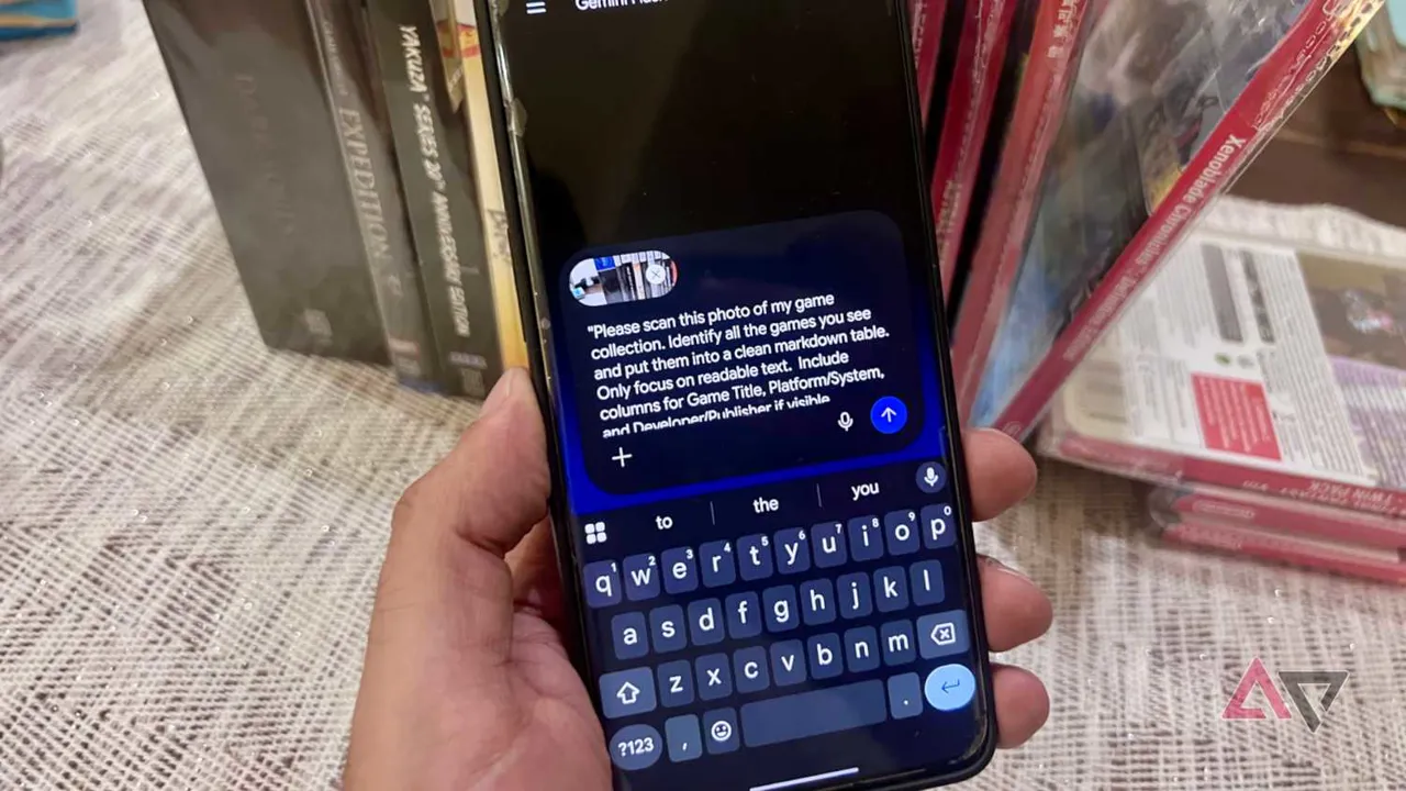 Tarama için oyun fotoğrafı eklenmiş Gemini promptu