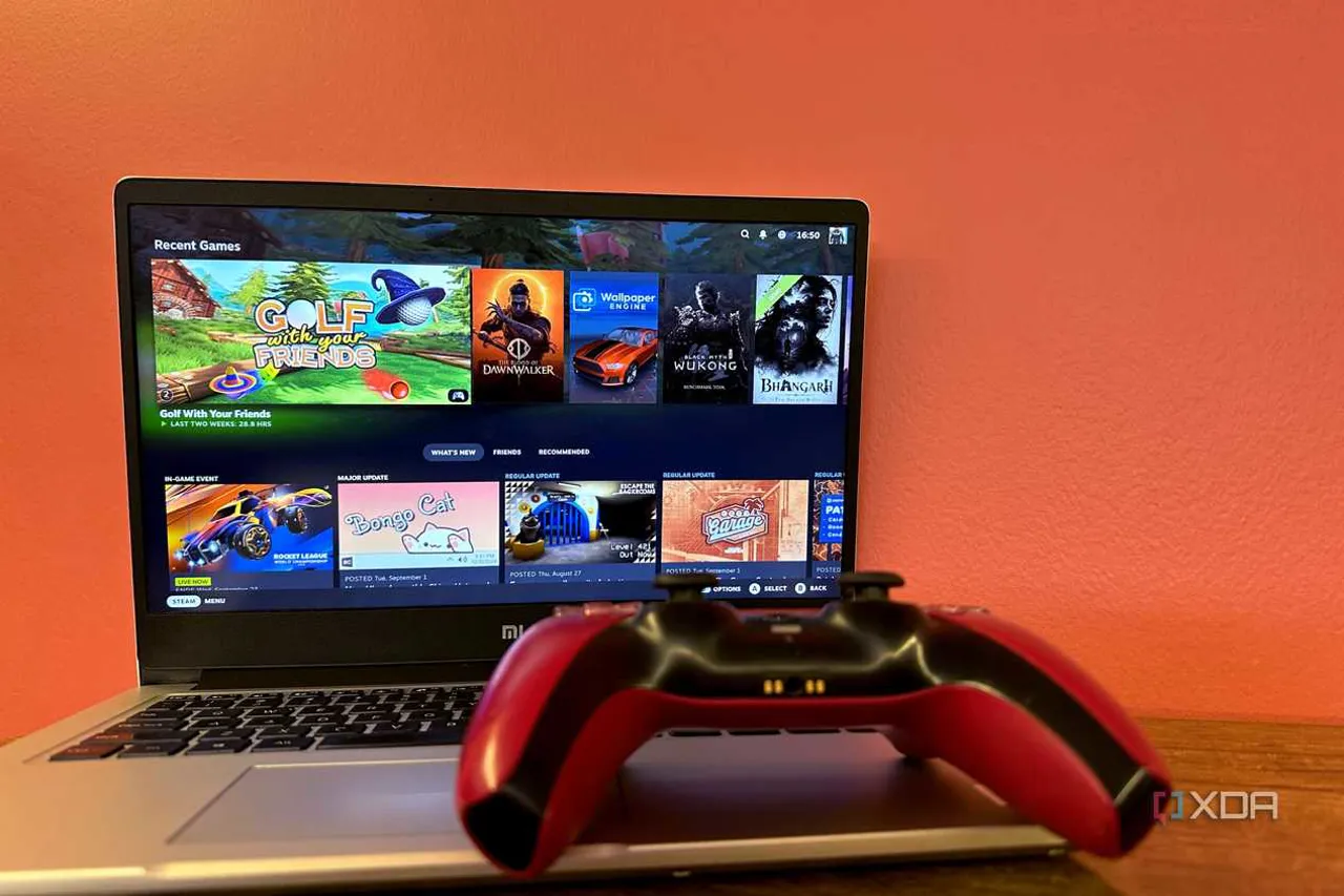Moonlight üzerinden dizüstü bilgisayarda yayınlanan Steam kitaplığı.