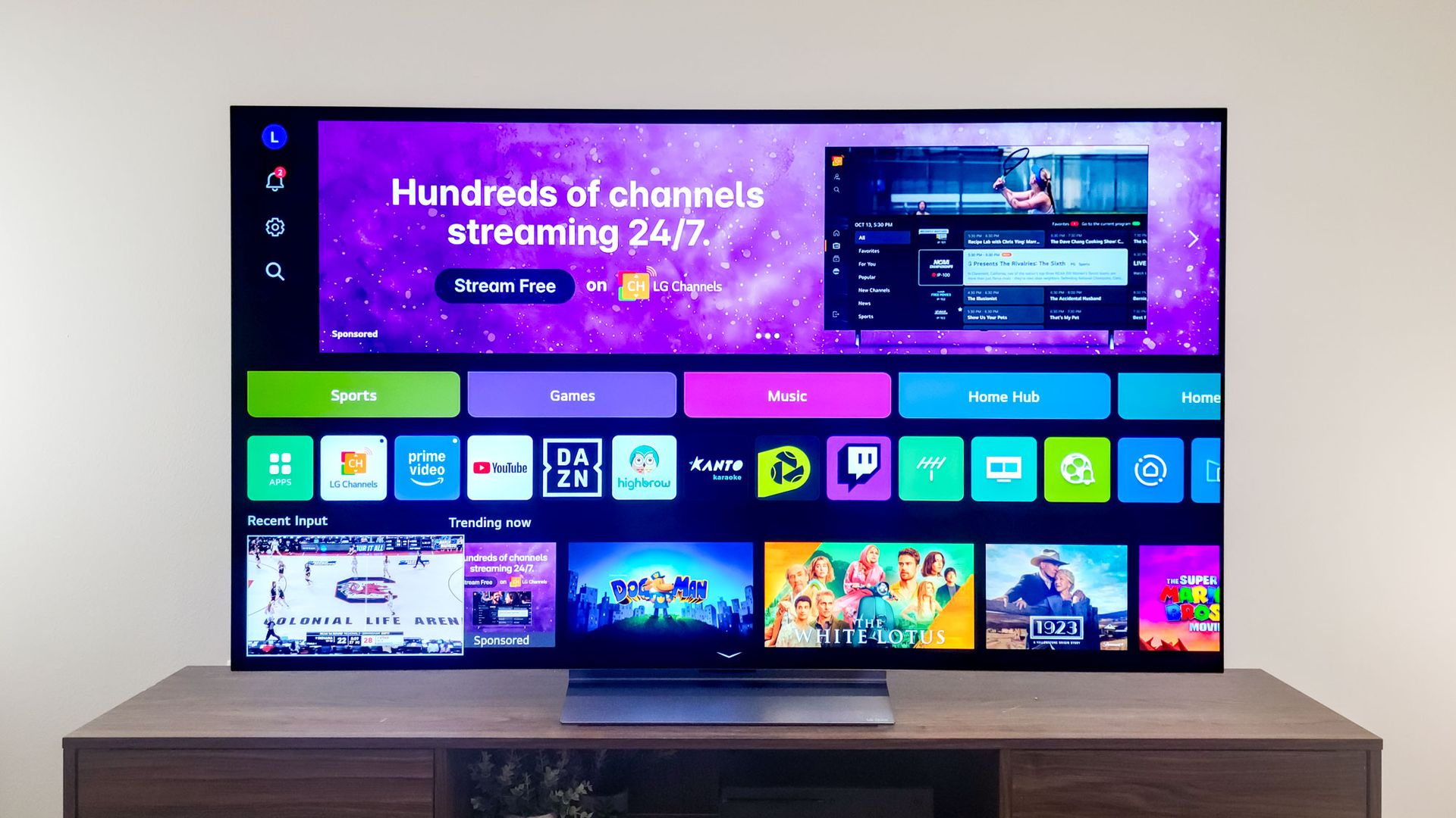 LG C5 OLED TV on a side table