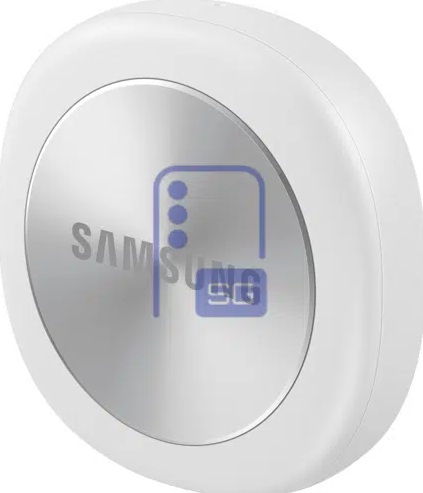Samsung Galaxy SmartTag 3 için iddia edilen beyaz renkli squircle tasarım.